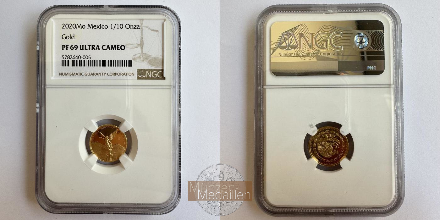  Mexiko / ⅒ Onza Libertad 2020 (2000-2024) NGC Graded PF 69 MM-Frankfurt KM#672 Feingold: 3,11g   