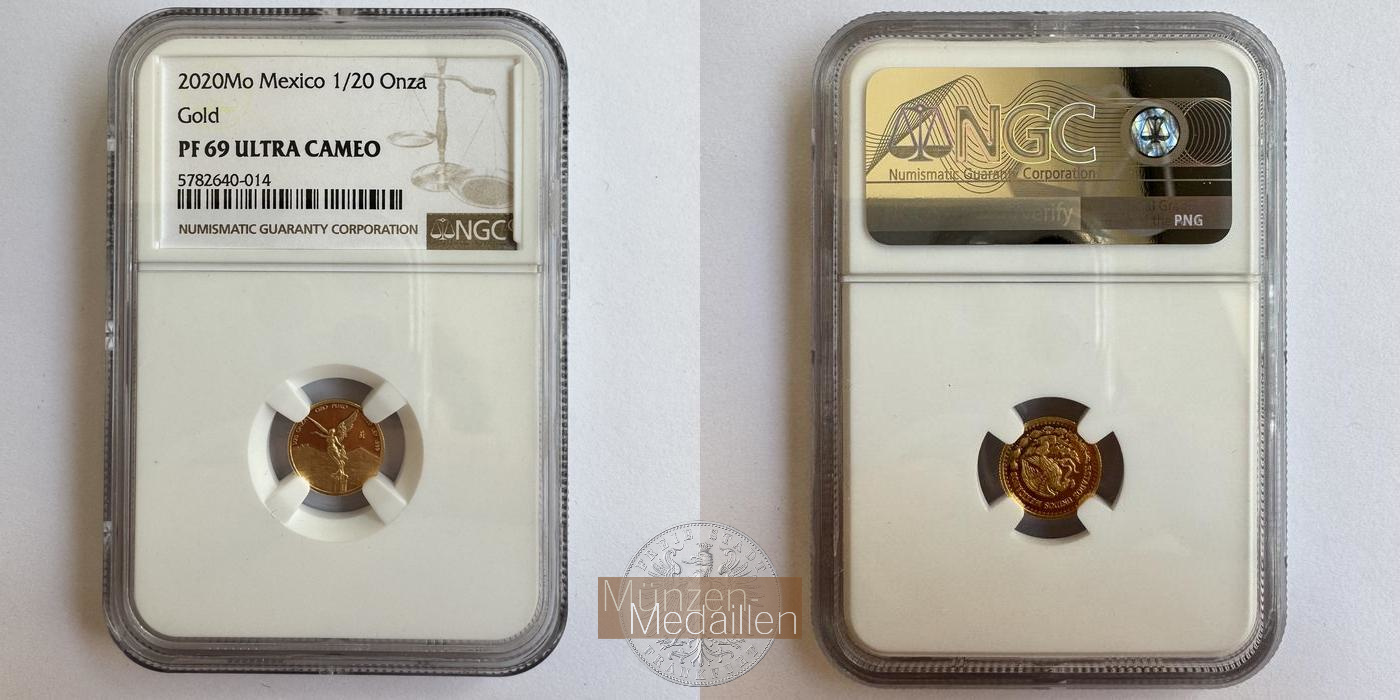  Mexiko / 1⁄20 Onza Libertad 2020 (2000-2023) NGC Graded PF 69 MM-Frankfurt KM#671 Feingold: 1,555g   