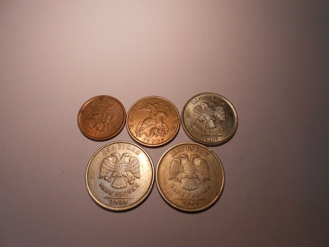  hn10 / Russland, 5er Lot, 10 Kopeken 50 Kopeken 1 Rubel 2 Rubel   
