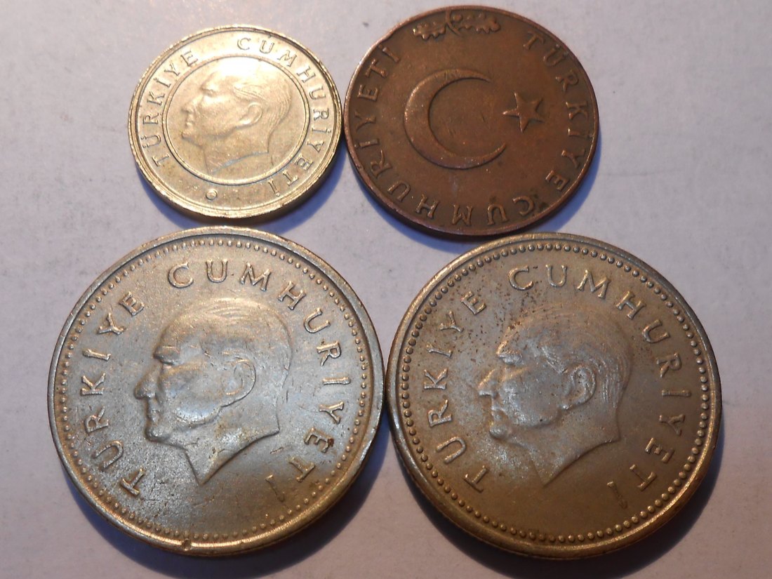  hn18 / Türkei 4er Lot, 5 Kurus , 10 Kurus , 2x1000 Lira   
