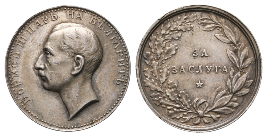  Medaille; Bulgarien; Zar Boris III.; Silber; entfernte Trageöse; 8,98 g; Ø 28,04 mm   