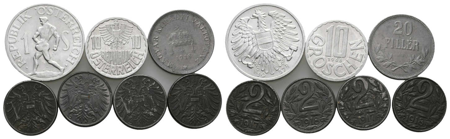  Ausland; Österreich - Ungarn; Lot Kleinmünzen (7 Stück)   