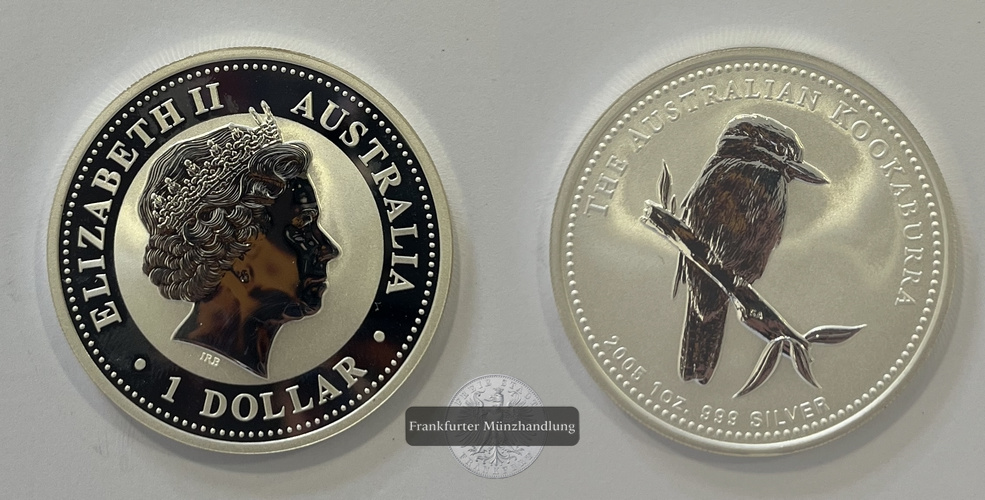  Australien 1 Dollar 2005 Kookaburra  FM-Frankfurt  Feinsilber: 31,1g   