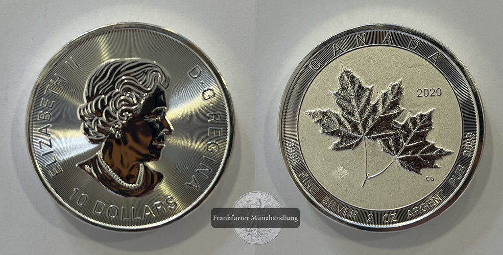  Kanada 10 Dollar 2020 Canada Twin Maples 2 Unzen FM-Frankfurt Feinsilber: 62,6g   