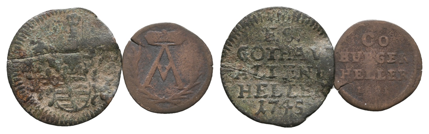  Altdeutschland; 2 Kleinmünzen 1745 / 1691 ?   