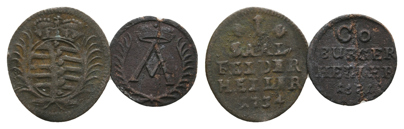  Altdeutschland; 2 Kleinmünzen  1734 / 1821 ?   