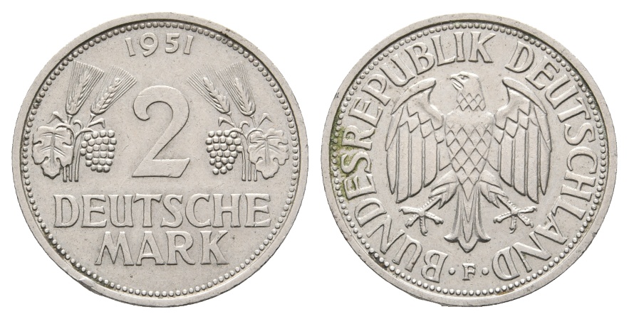  BRD; 2 Deutsche Mark 1951 F   