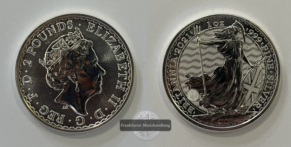  Großbritannien 2 Pounds 2021 Britannia (Privy) FM-Frankfurt Feinsilber: 31,06g   