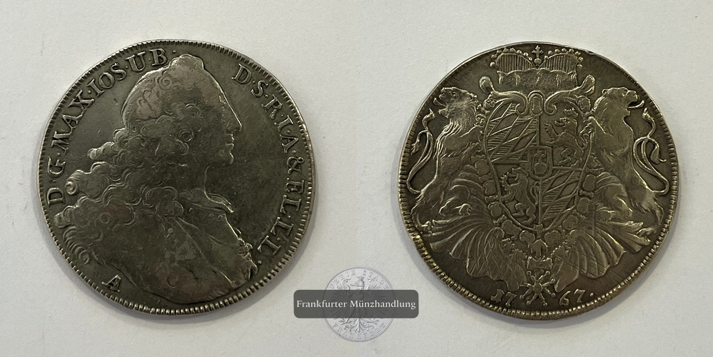  Kurfürstentum Bayern 1767 Maximilian III Joseph Konventionstaler FM-Frankfurt Feinsilber: 24,2g   
