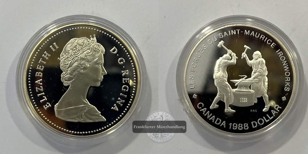 Kanada 1 Dollar 1988 Saint-Maurice Ironworks  FM-Frankfurt   Feinsilber: 11,6g   