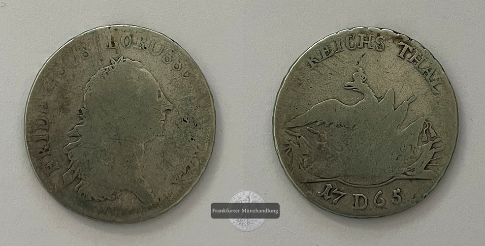  Königreich Preußen 1 Reichstaler 1765 Friedrich II. FM-Frankfurt Feinsilber: 16,2g   