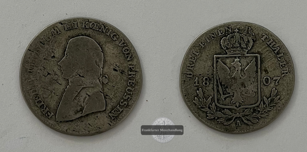  Königreich Preußen 1/3 Reichstaler 1807 A Friedrich Wilhelm III FM-Frankfurt Feinsilber: 5,5   
