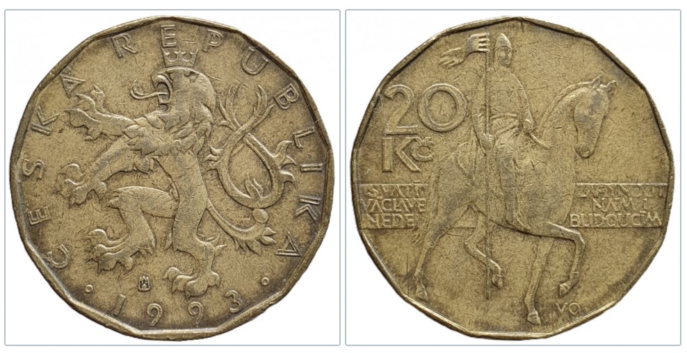  Tschechische Republik 20 Kronen, 1993   