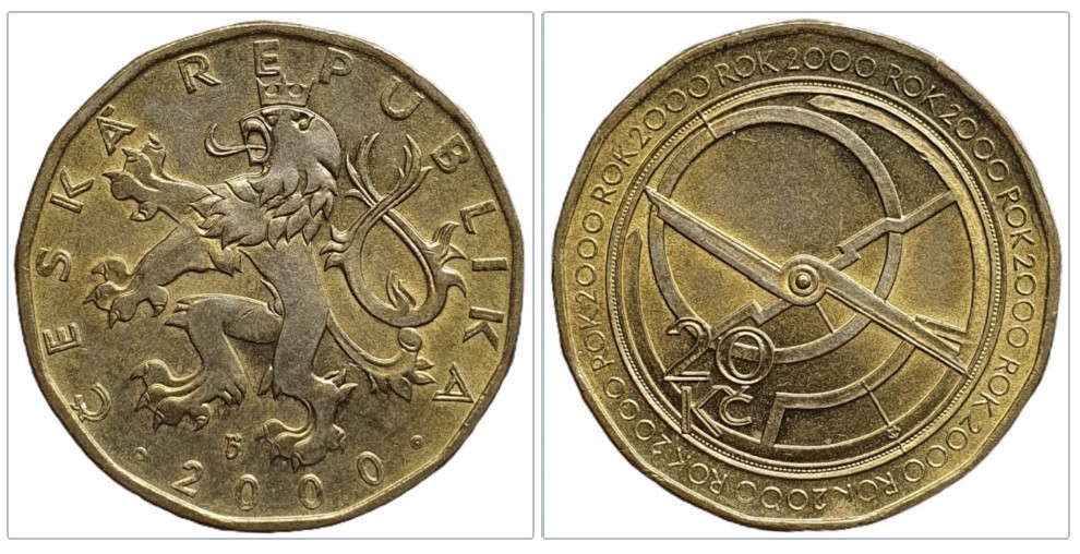  Tschechische Republik 20 Kronen, 2000 Millennium - Jahr 2000   
