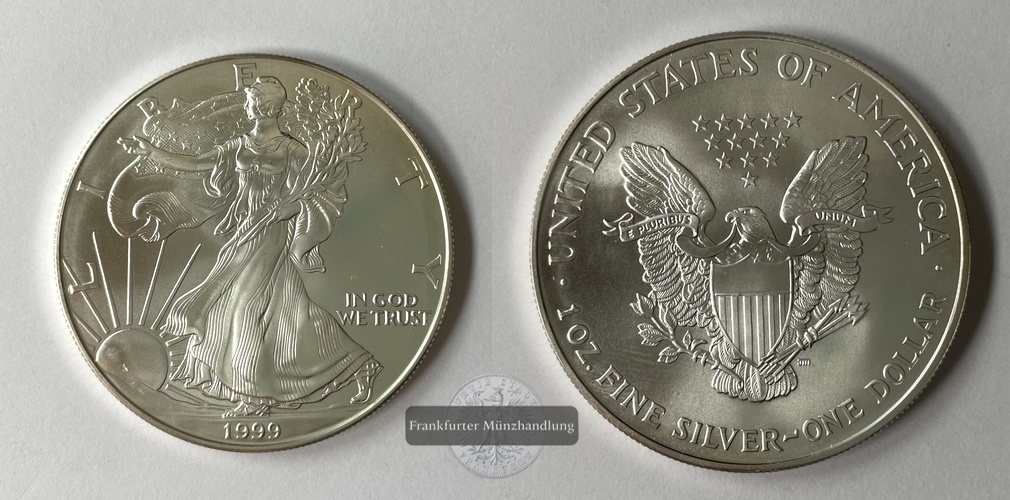  USA 1 Dollar 1999 (1986-2021) Walking Liberty FM-Frankfurt KM#273 Feinsilber: 31,1g   