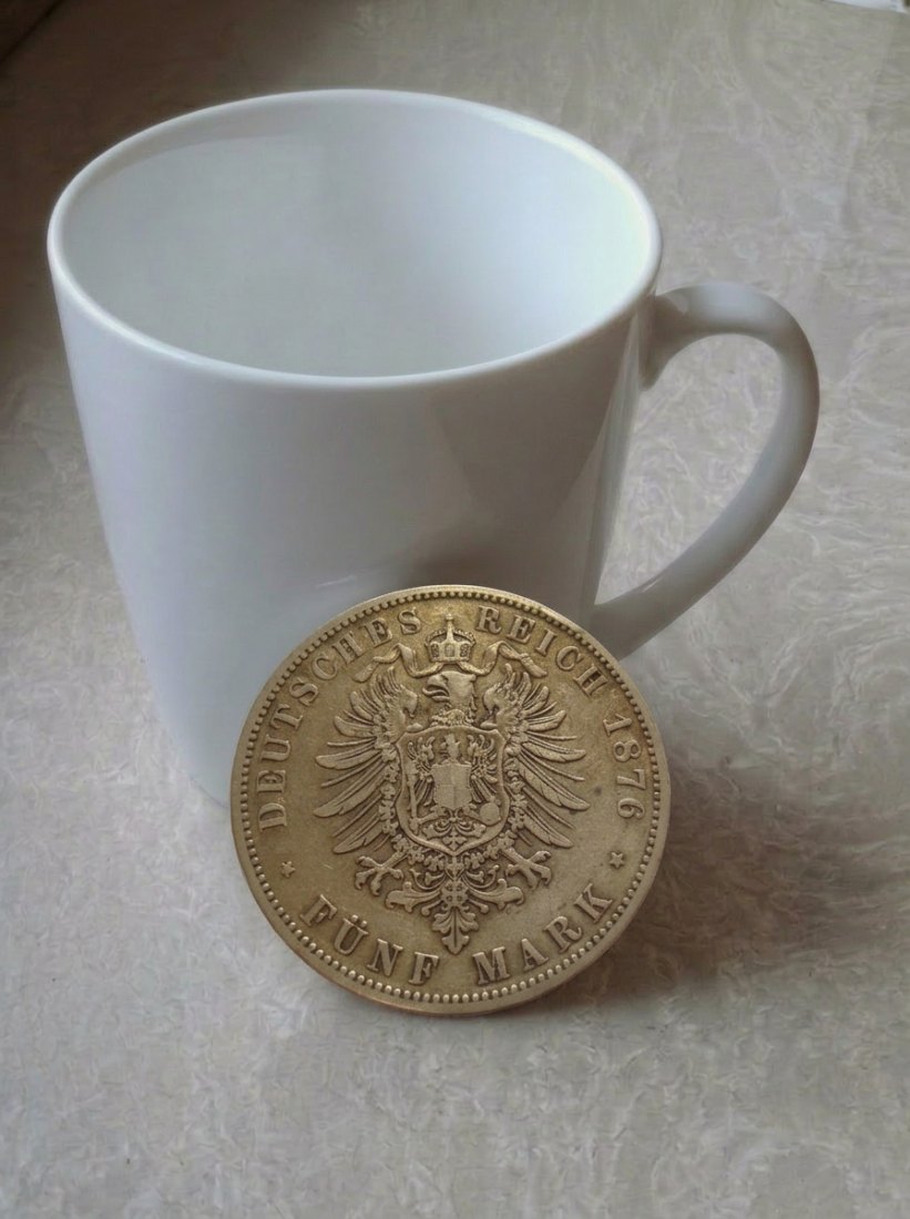 5 Mark 1876 Deutsches Reich Münze Kaiserreich Top Orig   