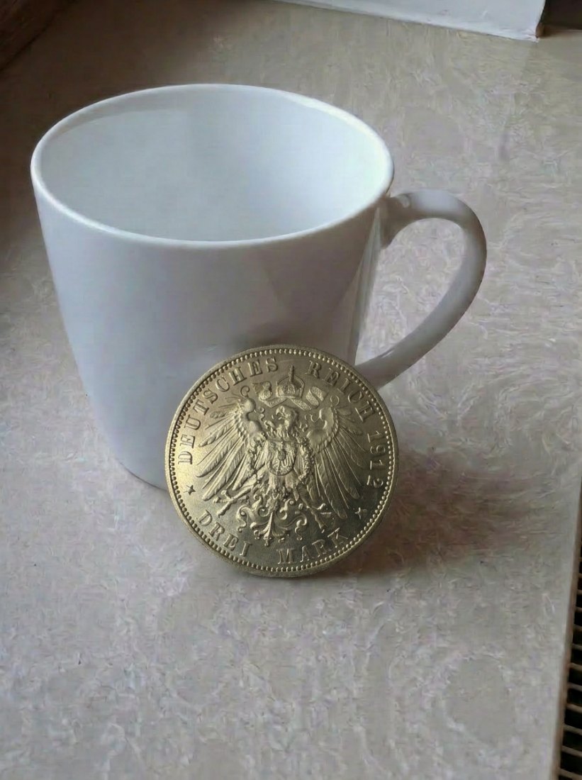  Sachsen 3 Mark 1912 E Friedrich August III. Kaiserreich Original   