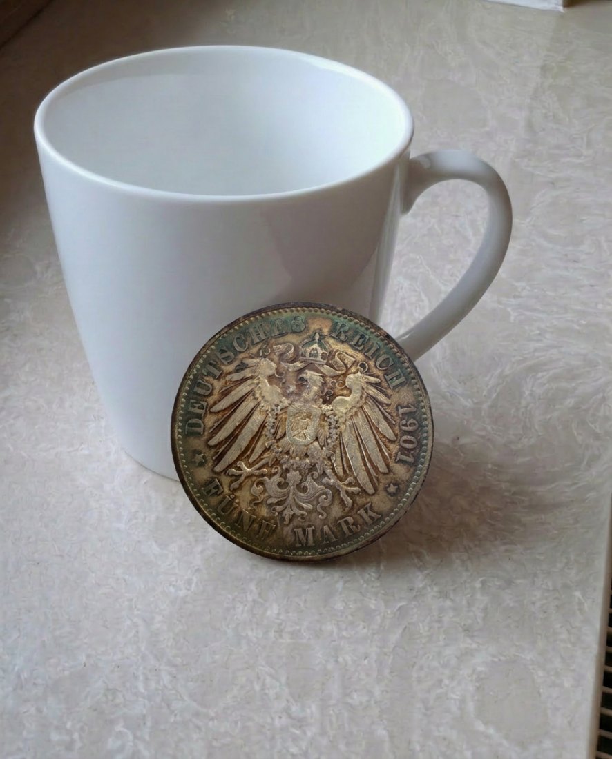  5 Mark 1901 F Württemberg Münze König Wilhelm II. Kaiserreich   