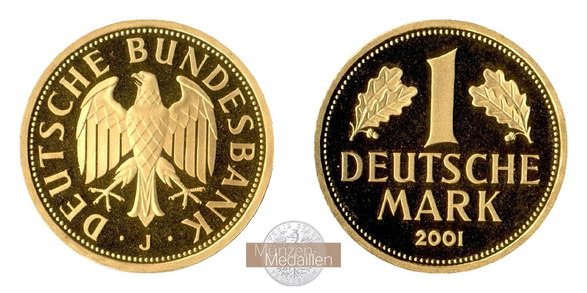 BRD  1 Mark  2001 J MM-Frankfurt Feingold: 12g Goldene Abschiedsprägung der Deutschen Bundesbank 