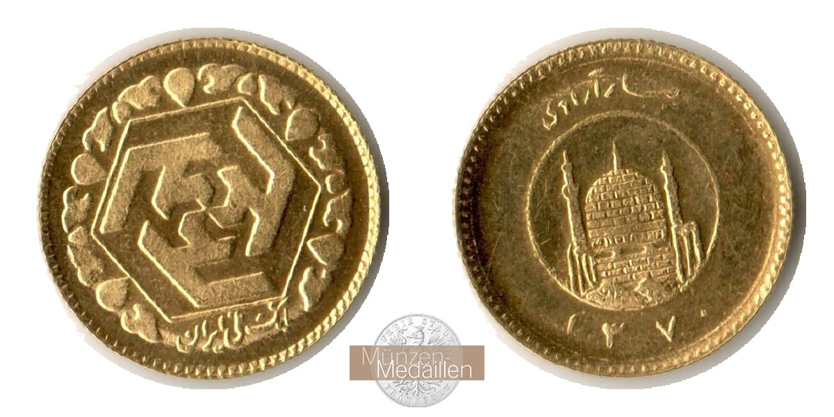 Iran, Islamische Republik Iran (1979-91) MM-Frankfurt KM#1265 Feingold: 1,827g 1/4 Ashrafi -  