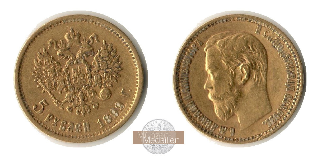  Russisches Kaiserreich 10 Roubles Nicholas II 1899 (1898-1911) MM-Frankfurt Y#64 Feingold: 7,74g   