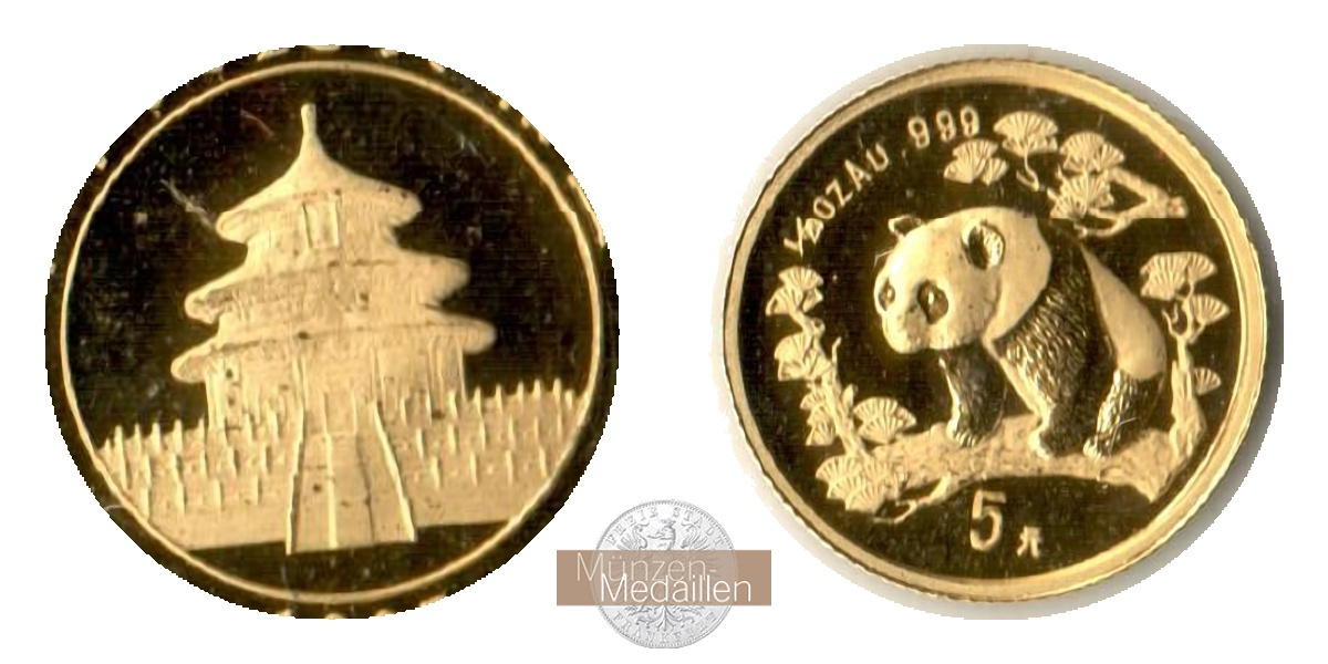 China MM-Frankfurt Feingold 1,55g 5 Yuan (Panda)  
