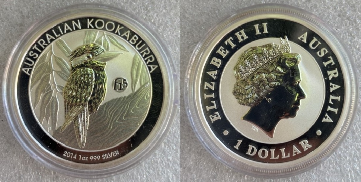  Australien - 1 AUD Kookaburra 2014 , Privy Mark * F15 * , 1oz Silber   