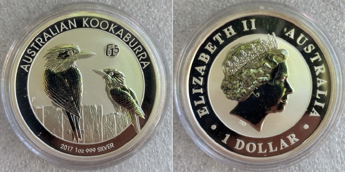  Australien - 1 AUD Kookaburra 2017 , Privy Mark * F15 * , 1oz Silber   