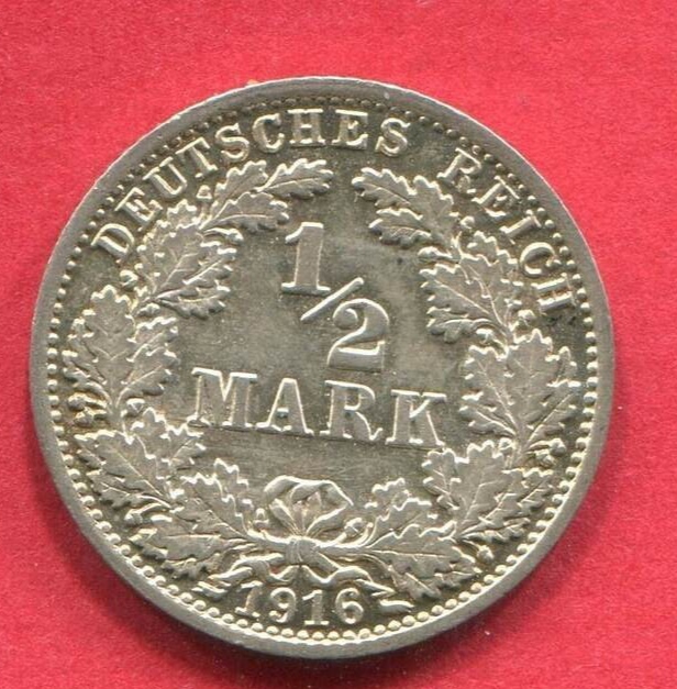  Halbe Mark 1916 Jäger 16 Stempelglanz   