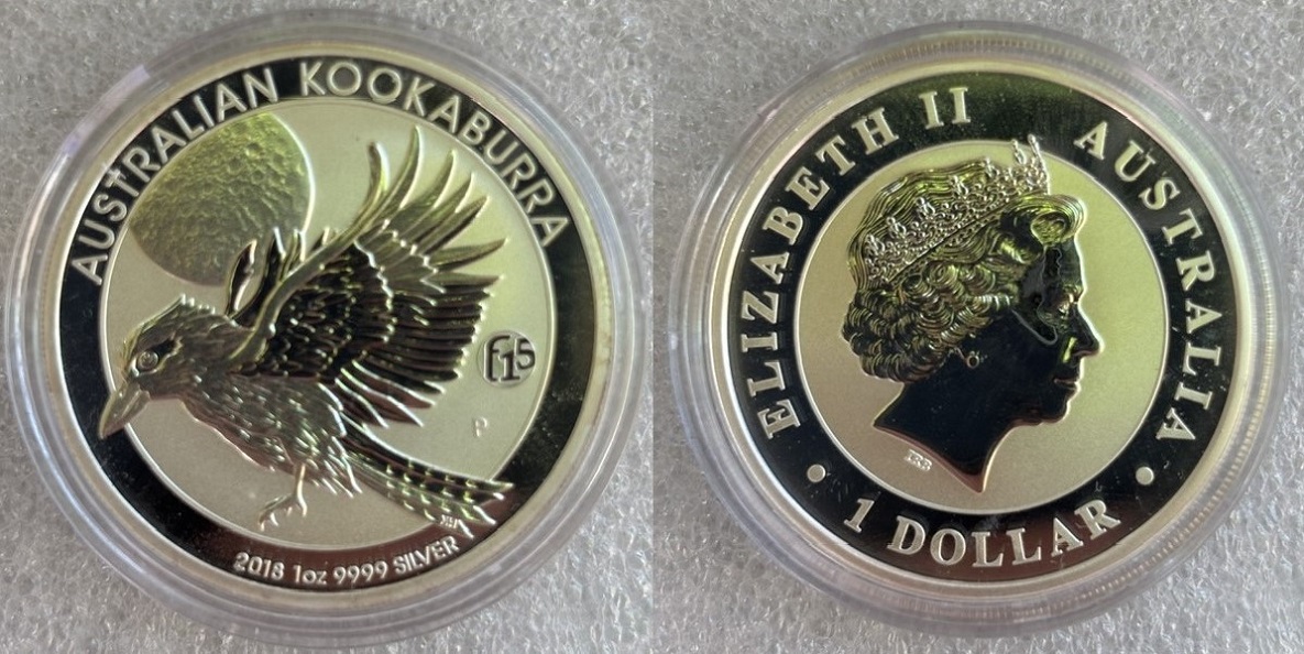  Australien - 1 AUD Kookaburra 2018 , Privy Mark * F15 * , 1oz Silber   