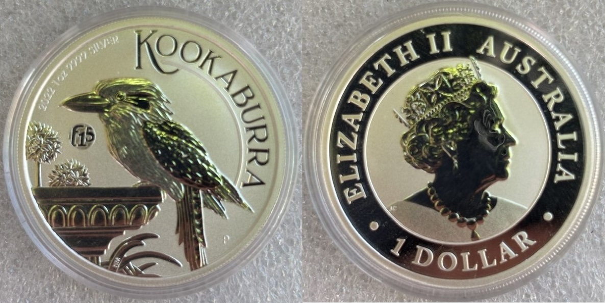  Australien - 1 AUD Kookaburra 2022 , Privy Mark * F15 * , 1oz Silber   