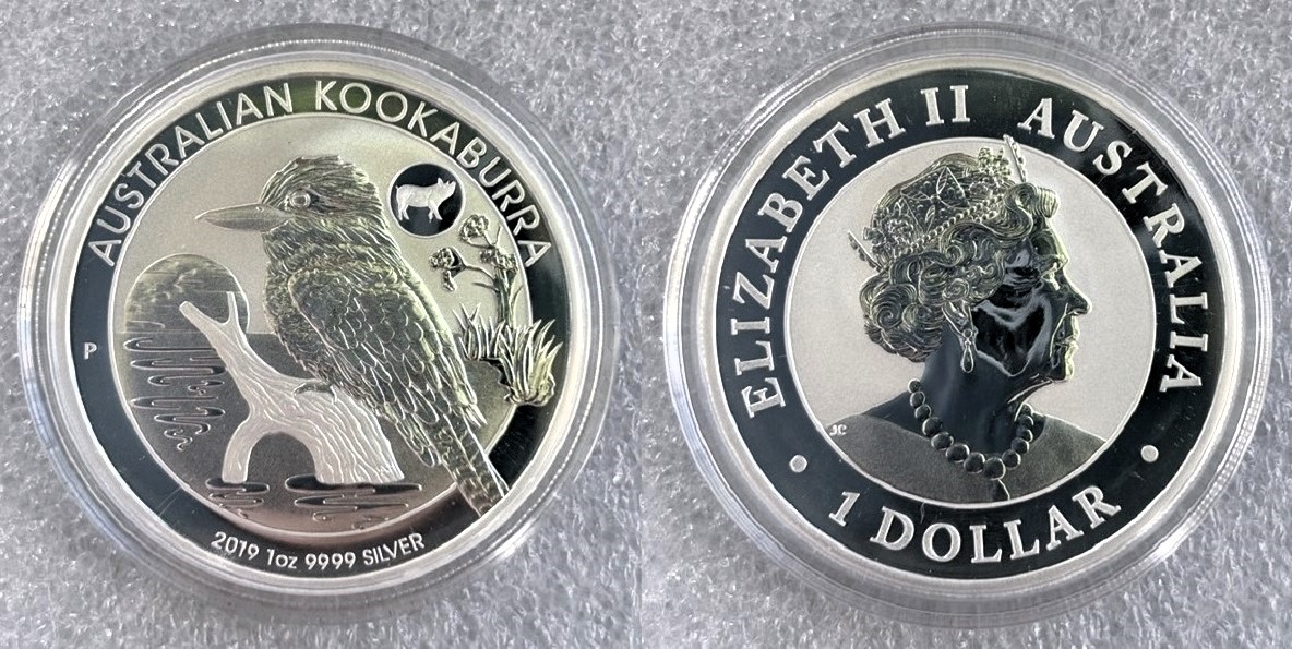  Australien - 1 AUD Kookaburra 2019 , Privy Mark * SCHWEIN * , 1oz Silber   