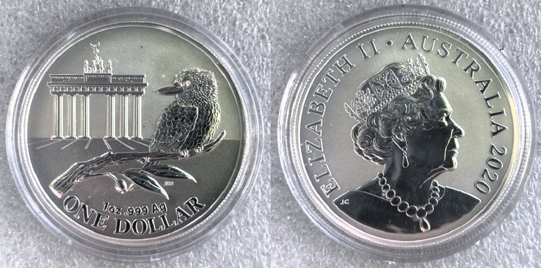  Australien - 1 AUD Kookaburra - WMF Berlin 2020 * Brandenburger Tor * , 1oz Silber   