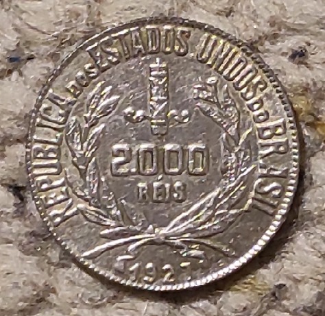  Brasilien 2000 Reis 1927, SILBER,   