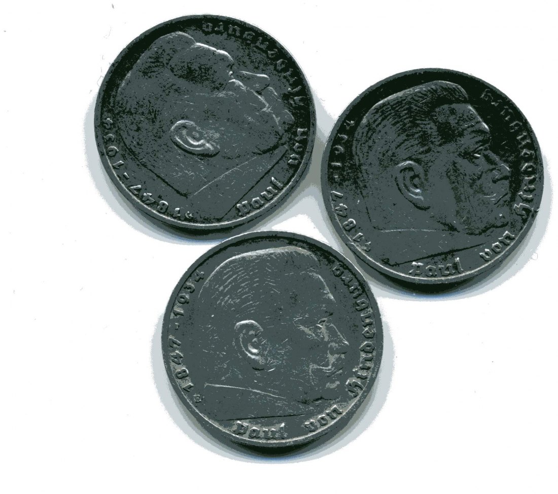 3x5 Reichsmark Hindenburg ss 37,5 Gramm Feinsilber