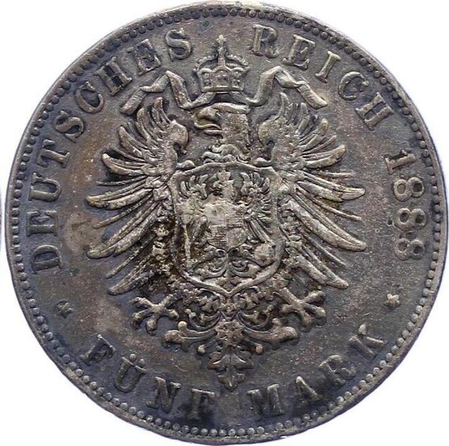 5 MARK Preußen 1888 JÄGER 99   