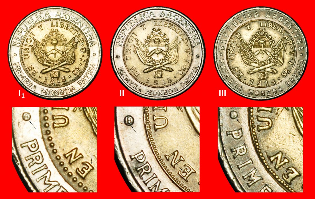  Ⰺ KOREA, GROSSBRITANNIEN, MEXIKO, ITALIEN 1994-2016:ARGENTINIEN★1 PESO 1813 1995 (3)★OHNE VORBEHALT!   