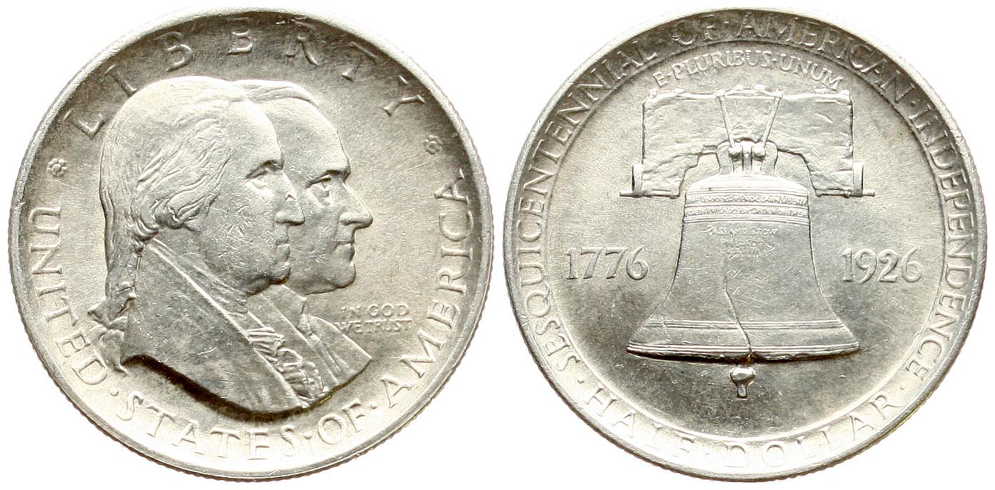  USA: Halv Dollar 1926, US Sesquicentennial, TOP-Exemplar!   