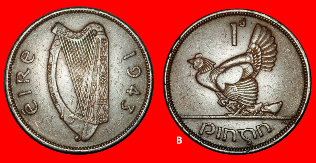 Ⰺ GREAT BRITAIN (1940-1968): IRELAND★1 PENNY 1943 WARTIME 1939-1945! DISCOVERY★LOW START★NO RESERVE!