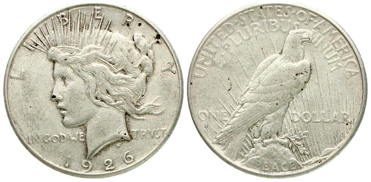  USA: Peace Dollar 1926 S, näheres unten!   