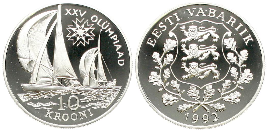  Estland: 10 Krooni 1992, Olympische Sommerspiele 1992 Barcelona, siehe unten! SELTEN!   