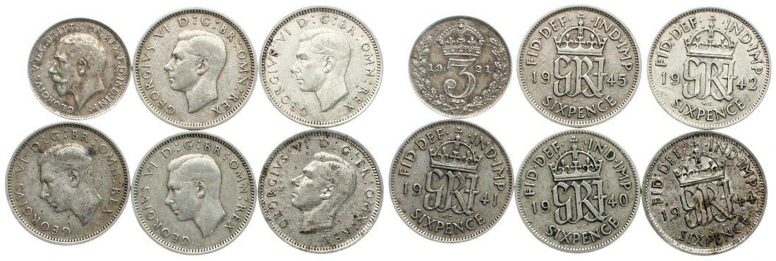 Großbritannien: Wertvolles Lot von 14 Silbermünzen ab 1912, 26,5 gr. brutto, 17,97 gr. Feinsilber!   