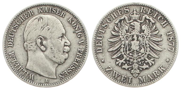  Preussen: Wilhelm I, 2 Mark 1877 A   