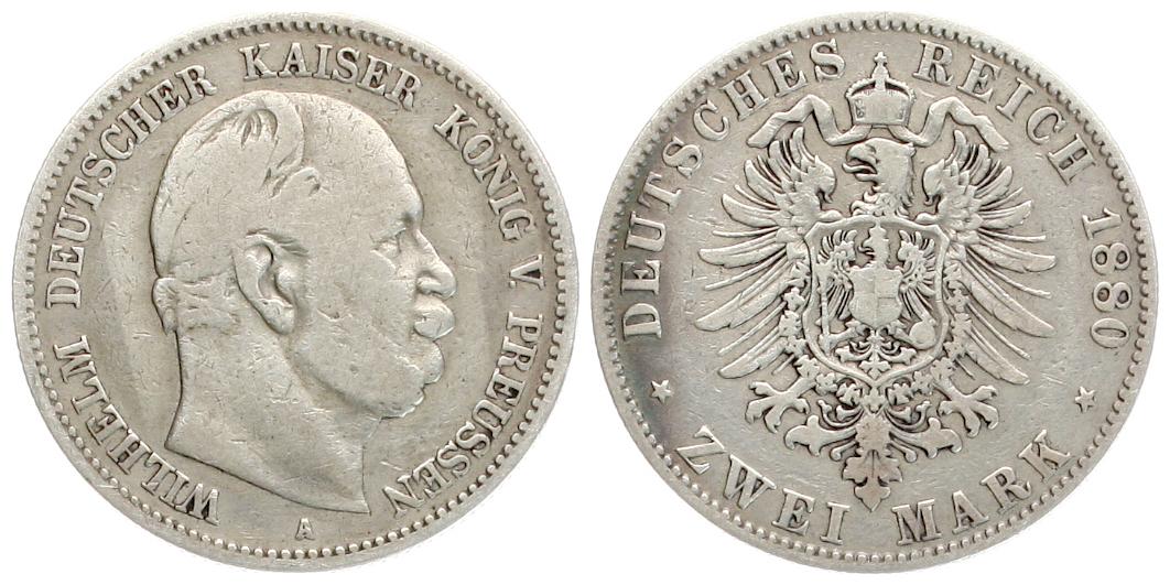  Preussen: Wilhelm I, 2 Mark 1880 A   