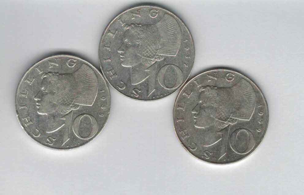  10 Schilling 1957 1958 1959 Ag silber á 4,8g fein Österreich 2. Republik Spittalgold9800 (4785)   