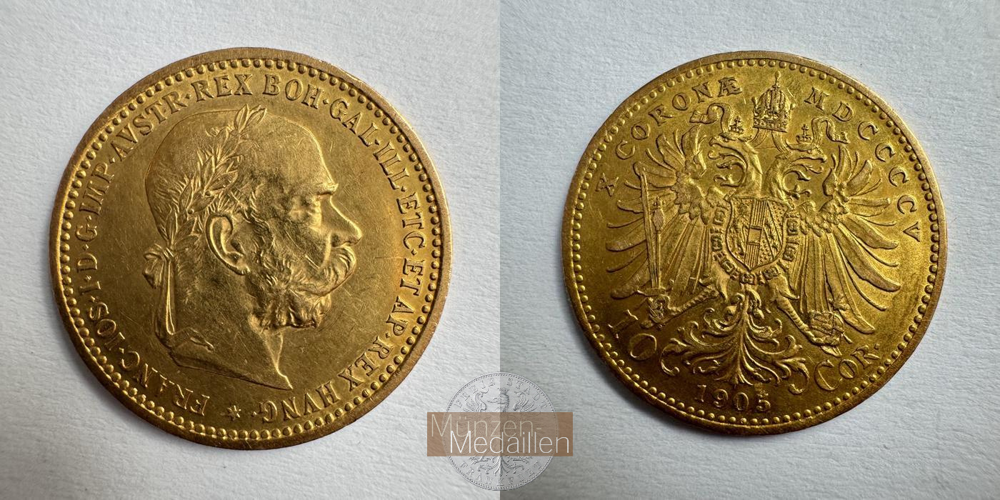 Österreich Franz Joseph I MM-Frankfurt KM#2805 Feingold: 3,05g 10 Kronen (1896-1906) 1905 