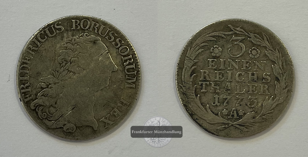  Preussen Königreich Friedrich II. 1/3 Taler 1773 A  FM-Frankfurt   Feinsilber: 5,56g   