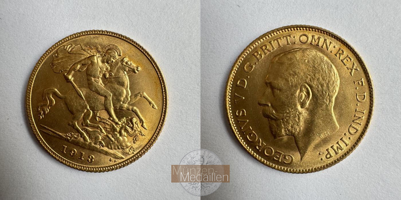  Grossbritannien, George V.  1/2 Sovereign 1913.  MM-Frankfurt KM#819  Feingold: 3,66g   