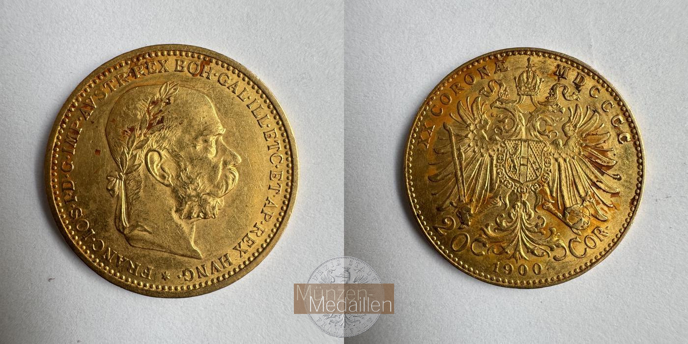 Österreich, Franz Joseph I MM-Frankfurt KM#2806 Feingold: 6,10g 20 Kronen (1892-1905) 1900 