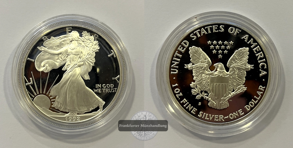  USA 1 Dollar 1992 Walking Liberty S (San Francisco) KM#273 FM-Frankfurt Feinsilber: 31,1g   